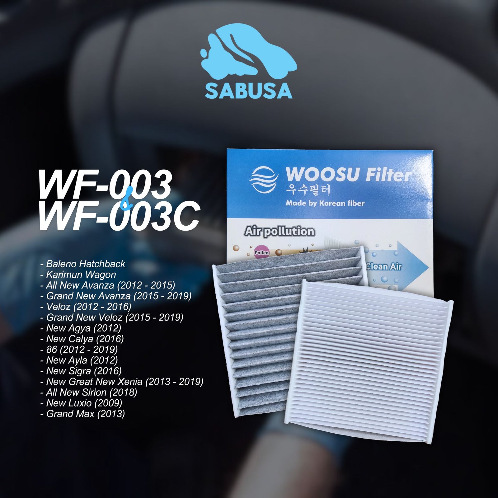 Woosu WF03 Filter AC Cabin Mobil Toyota Aseptic HEPA+ Carbon
