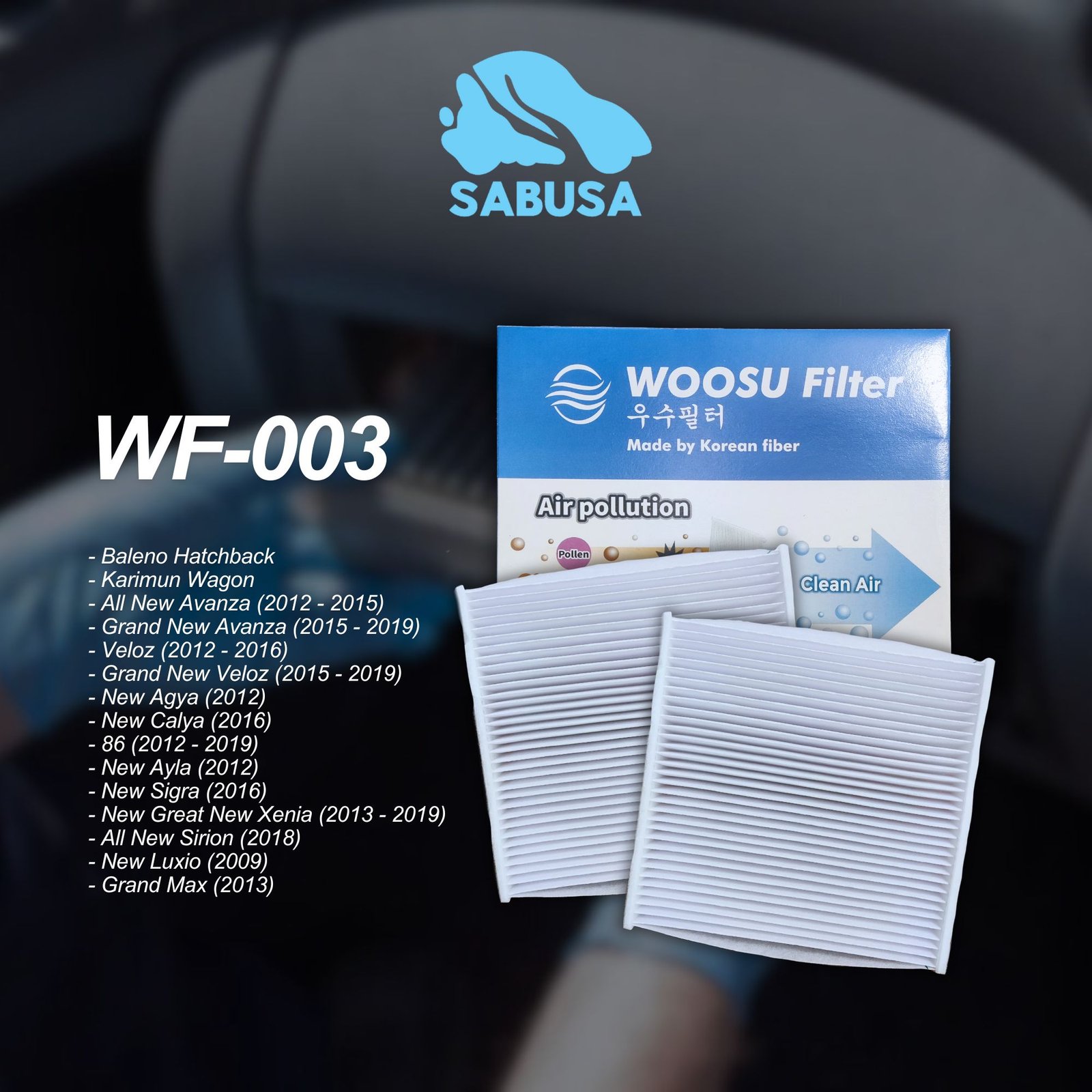 Woosu WF03 Filter AC Cabin Mobil Toyota Aseptic HEPA+ Carbon - Gambar 2