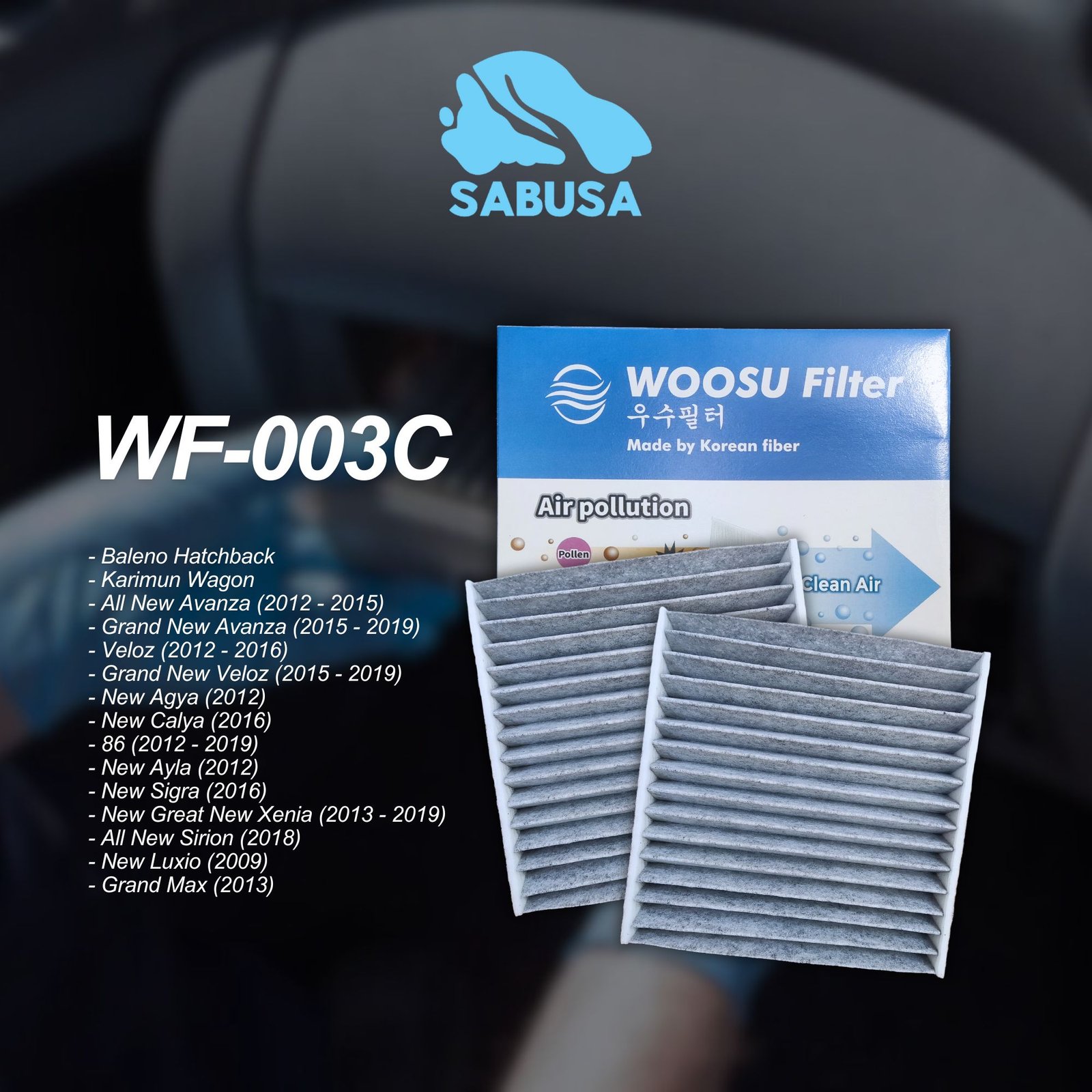 Woosu WF03 Filter AC Cabin Mobil Toyota Aseptic HEPA+ Carbon - Gambar 3