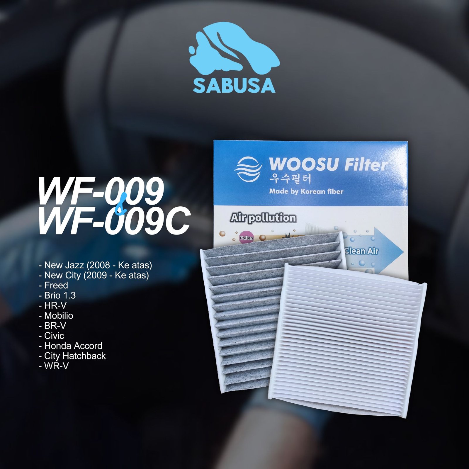 WF09 Woosu Filter AC Cabin Mobil Honda Aseptic HEPA+ Carbon